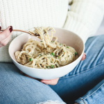 Creamy Cashew Pasta with Peas & Mushrooms