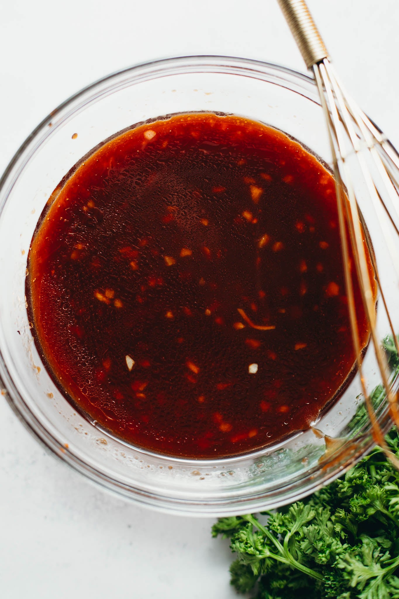 Photo of vegan honey garlic sauce in a bowl