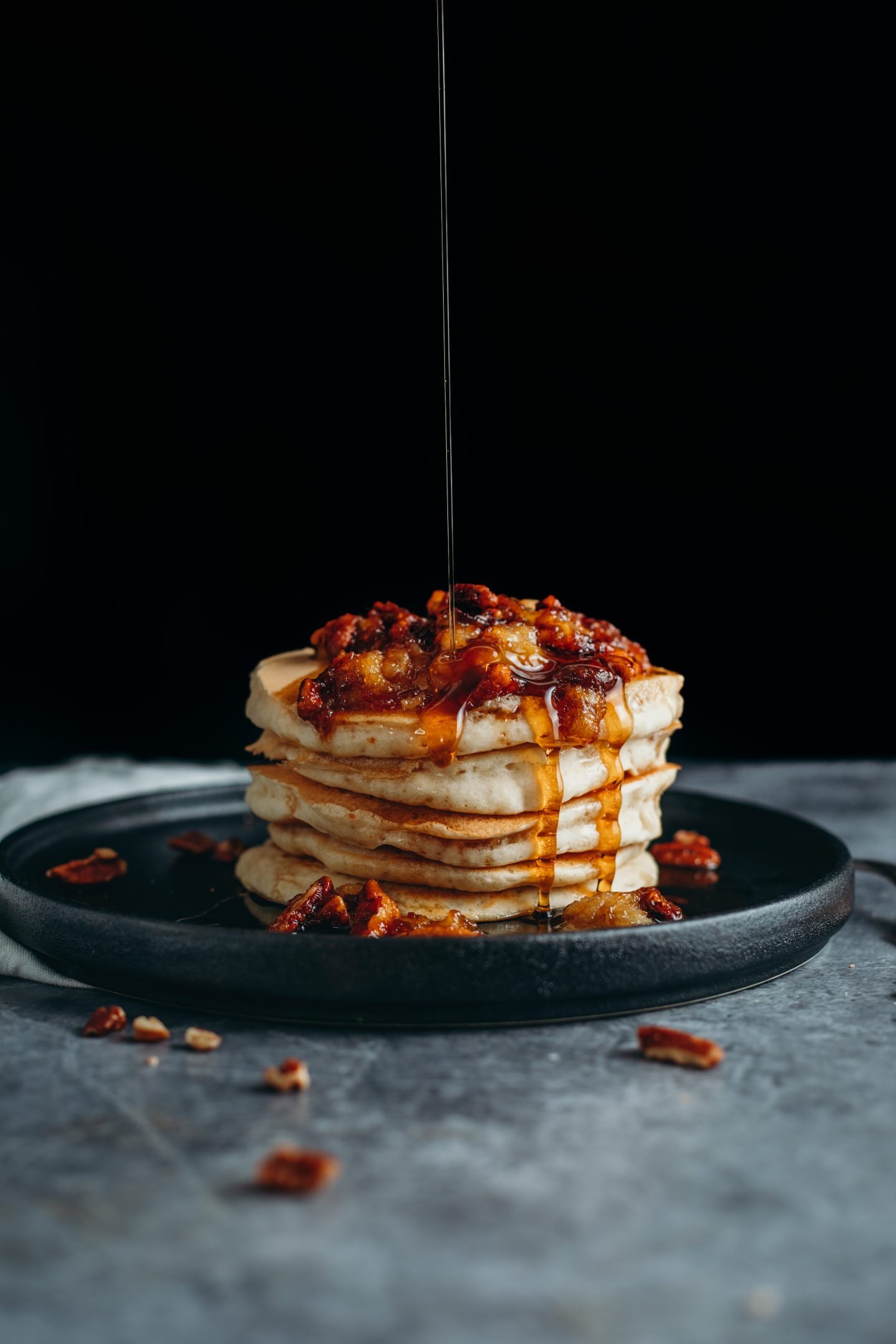 vegan bourbon banana pancakes