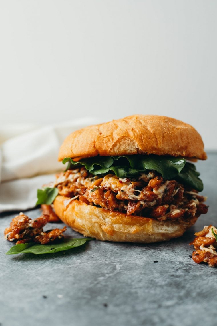 Vegan Cheesy Chopped Chicken Sandwich - Liv B.