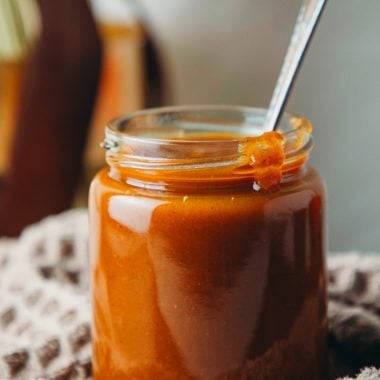 photo of a jar of pumpkin spice syrup sauce